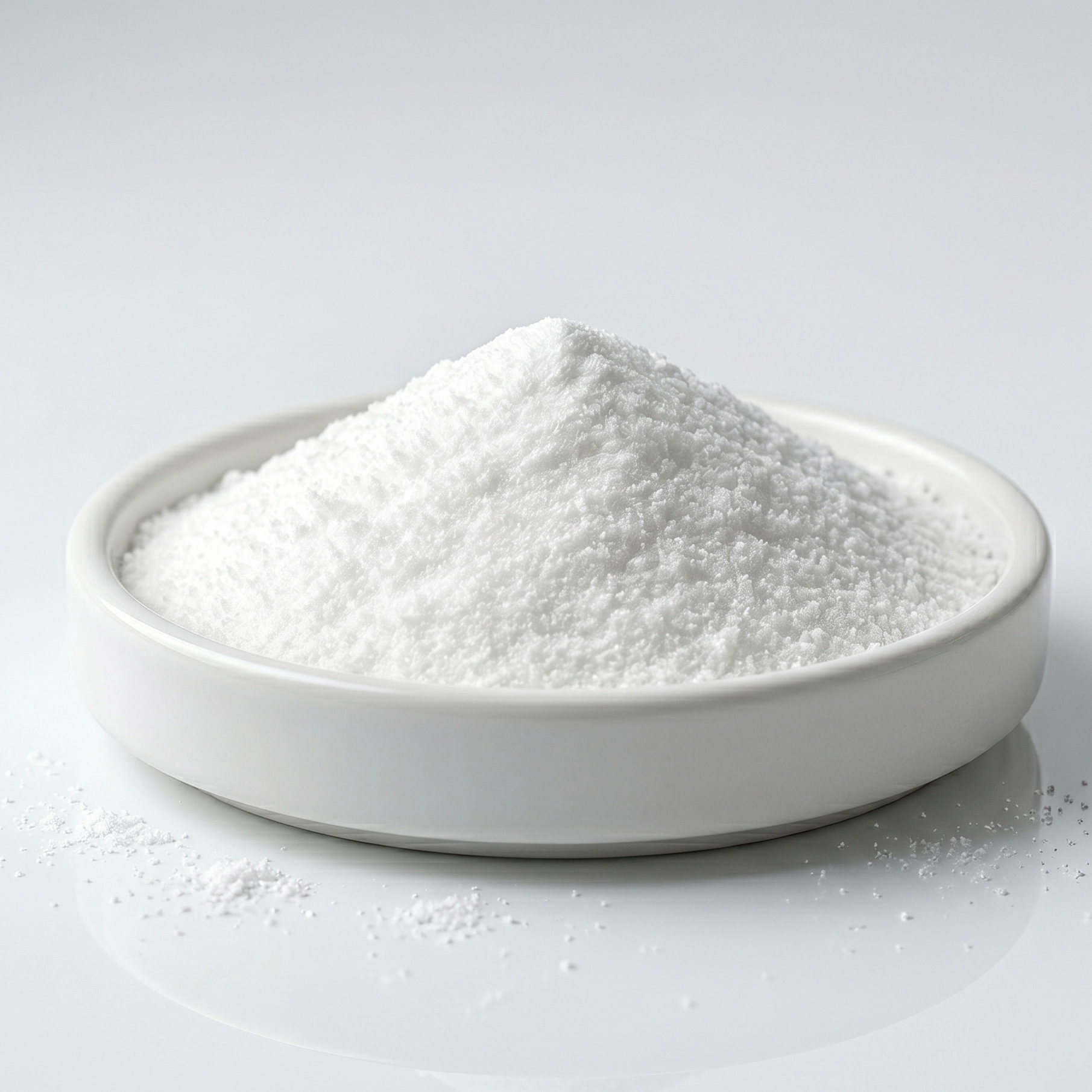 Pure crystalline creatine powder, representing precise raw material synthesis and high-performance active compounds.